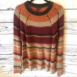 Ethyl Knit Wide Striped Sweater Size Large
